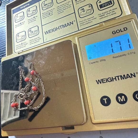 Vintage 12kt gold filled genuine red coral beads beaded station chain necklace - Picture 8 of 8